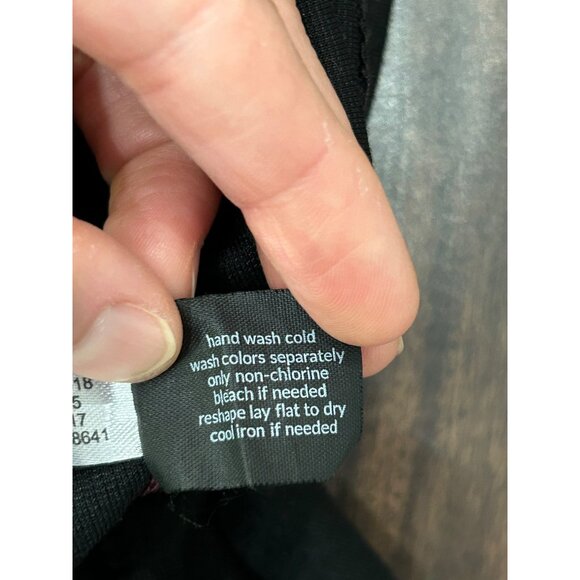 Lane Bryant Womens Colorblock Dress Black Burgundy 3/4 Sleeve Sz 16 - Picture 8 of 9